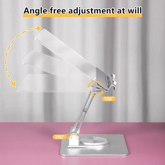 Acrylic Adjustable Book Stand 360° Rotation Laptop Tablet Holder Reading Desk - Picture 3 of 11